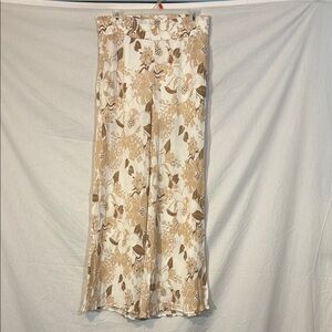 Be Cool Floral Beige and Brown Women's Wide Leg Palazzo Pants